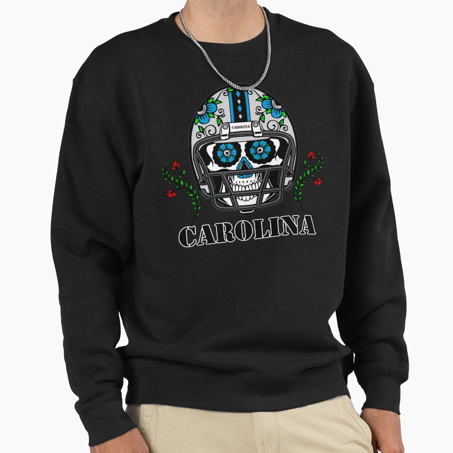 Carolina Football Helmet Sugar Skull Sweatshirt - Unique Graphic Men Women - T-Shirt, Sweatshirt, Hoodie