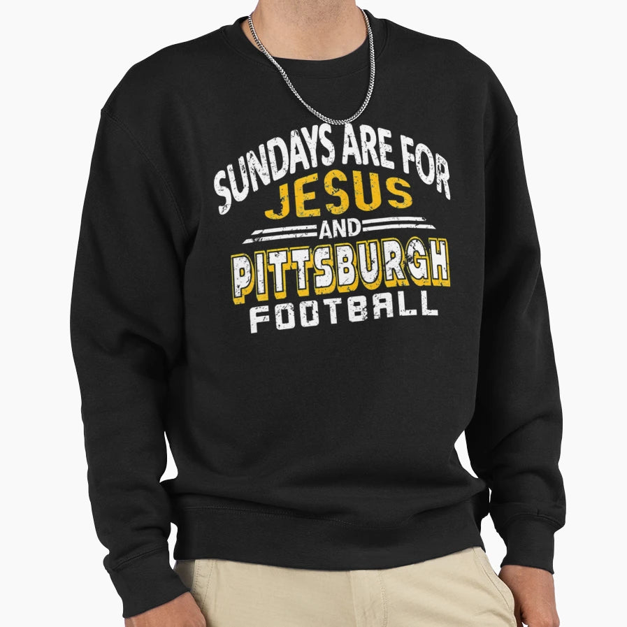 Sundays Are Jesus And Pittsburgh Sweatshirt - Minimalist Print Unisex - T-Shirt, Sweatshirt, Hoodie
