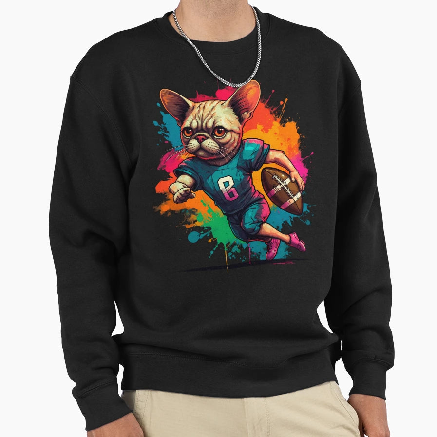 Grumpy Persian Cat Playing American Sweatshirt - Trendy Graphic Unisex - T-Shirt, Sweatshirt, Hoodie