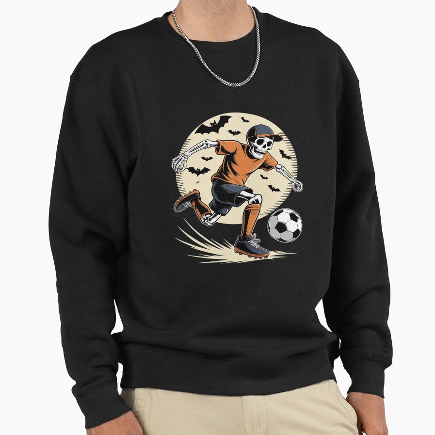 Skeleton Soccer Halloween Sweatshirt - Casual Everyday Wear Men Women - T-Shirt, Sweatshirt, Hoodie