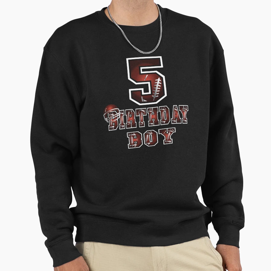 5Th Birthday 5 Years Old Football Sweatshirt - Custom Art Print Men Women - T-Shirt, Sweatshirt, Hoodie