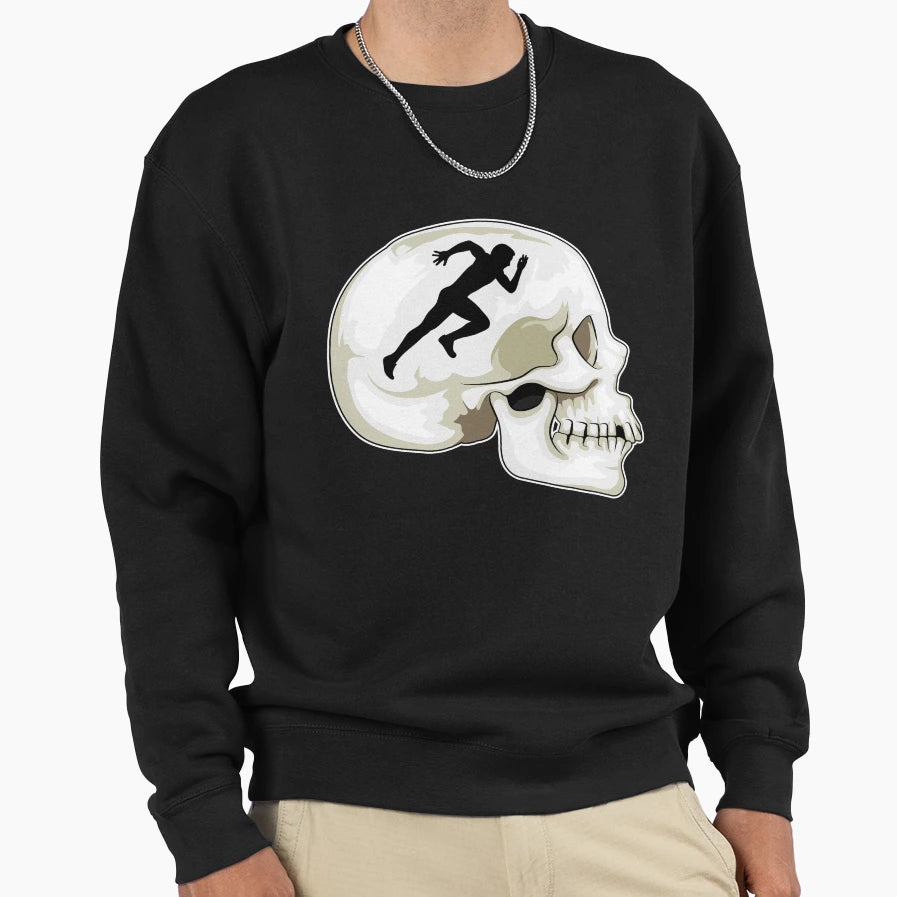 Skull Runner Running Sports Sweatshirt - Unique Graphic for Adults - T-Shirt, Sweatshirt, Hoodie