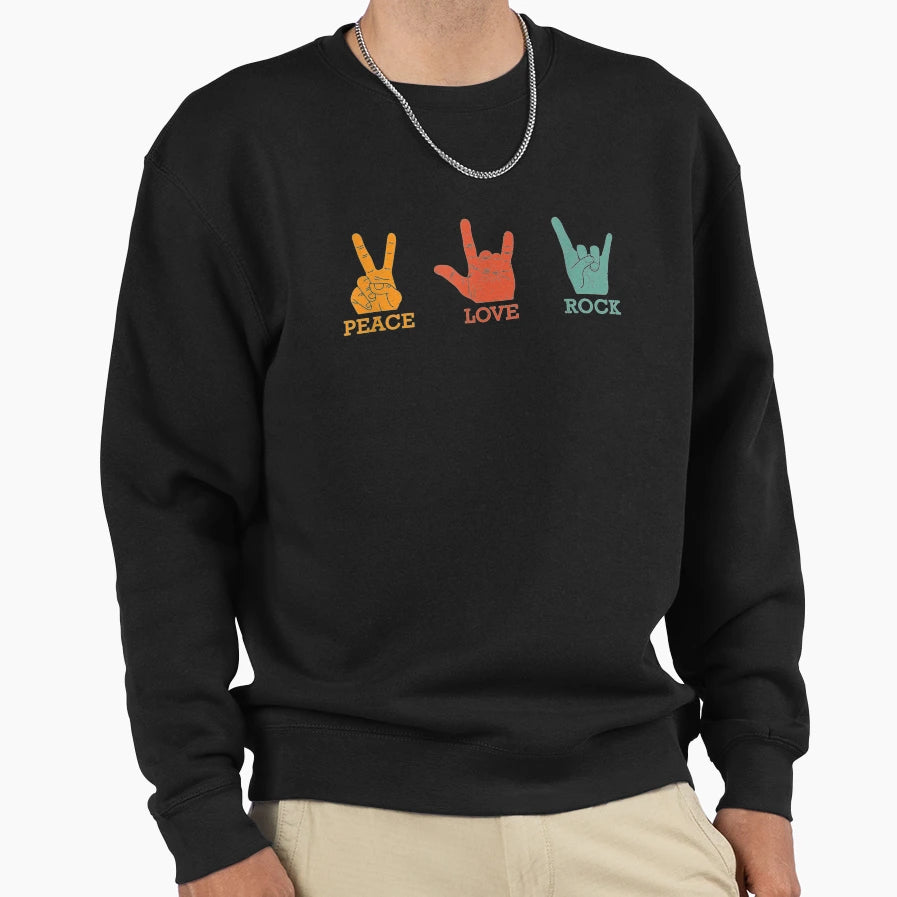 Peace Love Rock Concert Band Gift Sweatshirt - Trendy Graphic for Adults - T-Shirt, Sweatshirt, Hoodie