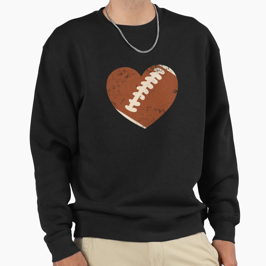 Football Heart Valentines Day Football Sweatshirt - Graphic Print Unisex - T-Shirt, Sweatshirt, Hoodie