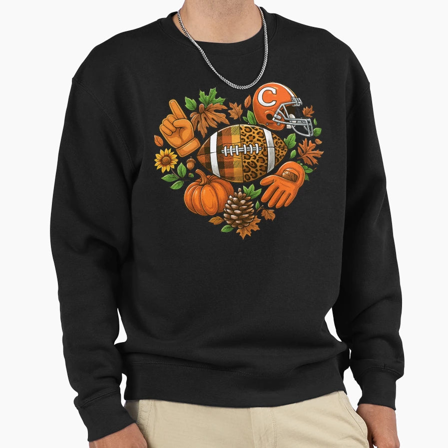 Football Fall Floral Game Day Sweatshirt - Casual Everyday Wear Unisex - T-Shirt, Sweatshirt, Hoodie