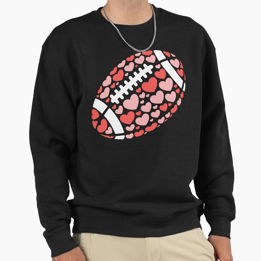 Heart Patterned Football Sweatshirt - Fun Novelty Design Men Women - T-Shirt, Sweatshirt, Hoodie
