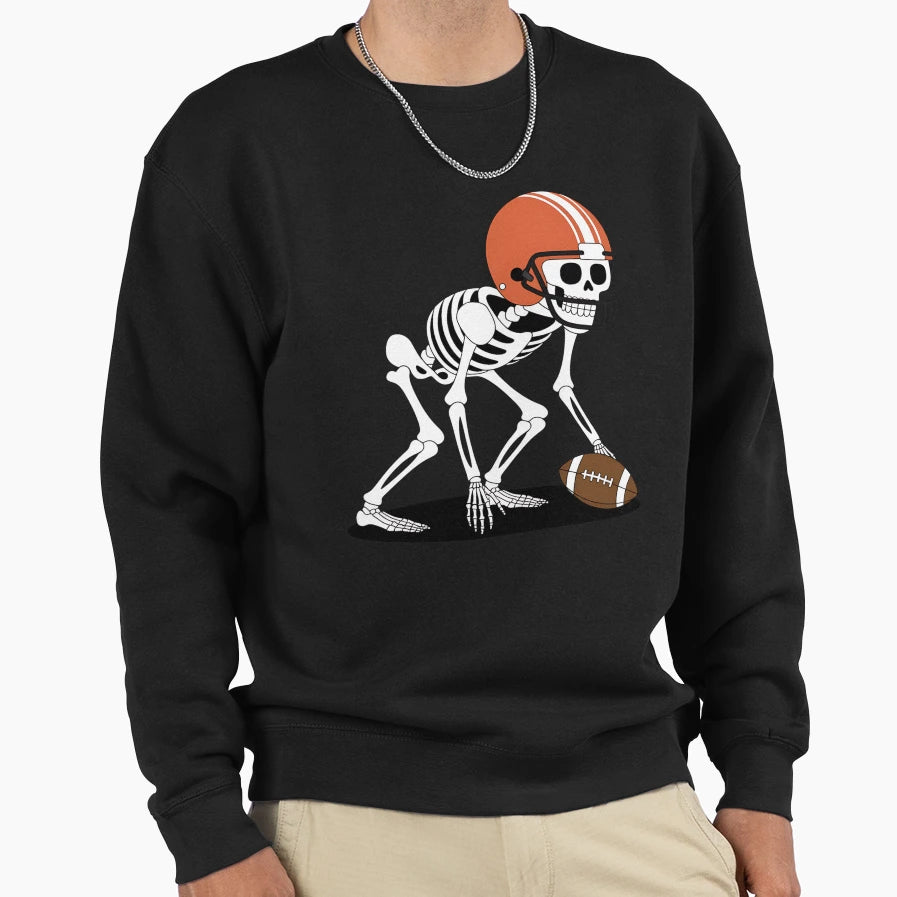 Skeleton Football Halloween Sweatshirt - Aesthetic Graphic Men Women - T-Shirt, Sweatshirt, Hoodie