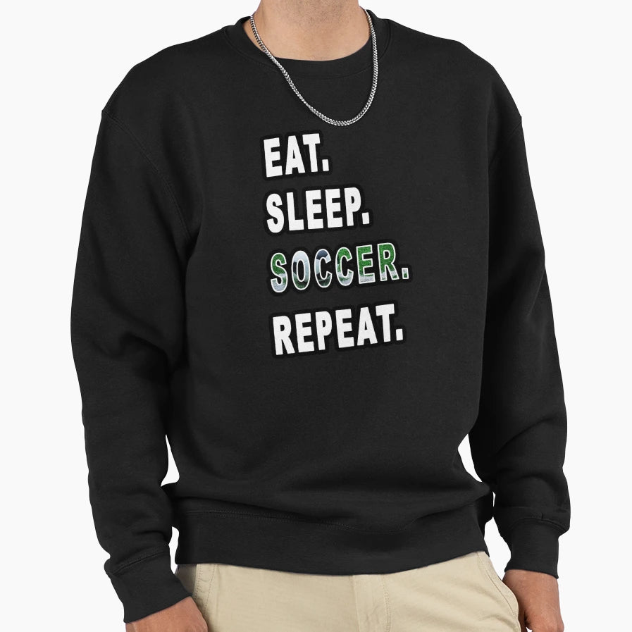 Eat Sleep Soccer Repeat Sweatshirt - Minimalist Print for Adults - T-Shirt, Sweatshirt, Hoodie