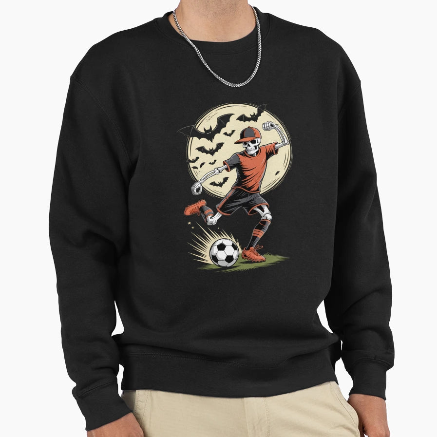 Funny Skeleton Soccer Halloween Sweatshirt - Streetwear Style for Adults - T-Shirt, Sweatshirt, Hoodie