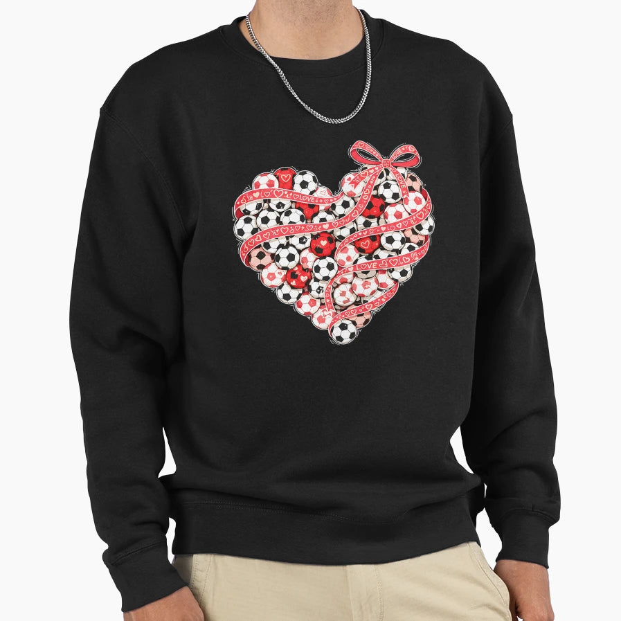 Soccer Heart Valentines Day Sweatshirt - Casual Everyday Wear for Adults - T-Shirt, Sweatshirt, Hoodie