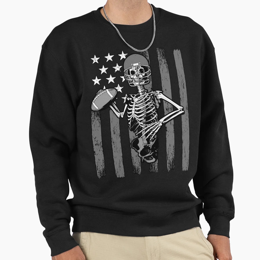 Football Player Skeleton Athlete Sweatshirt - Streetwear Style for Adults - T-Shirt, Sweatshirt, Hoodie