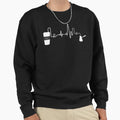 Coffee Heartbeat Coffee Cup Sweatshirt - Fun Novelty Design Men Women - T-Shirt, Sweatshirt, Hoodie