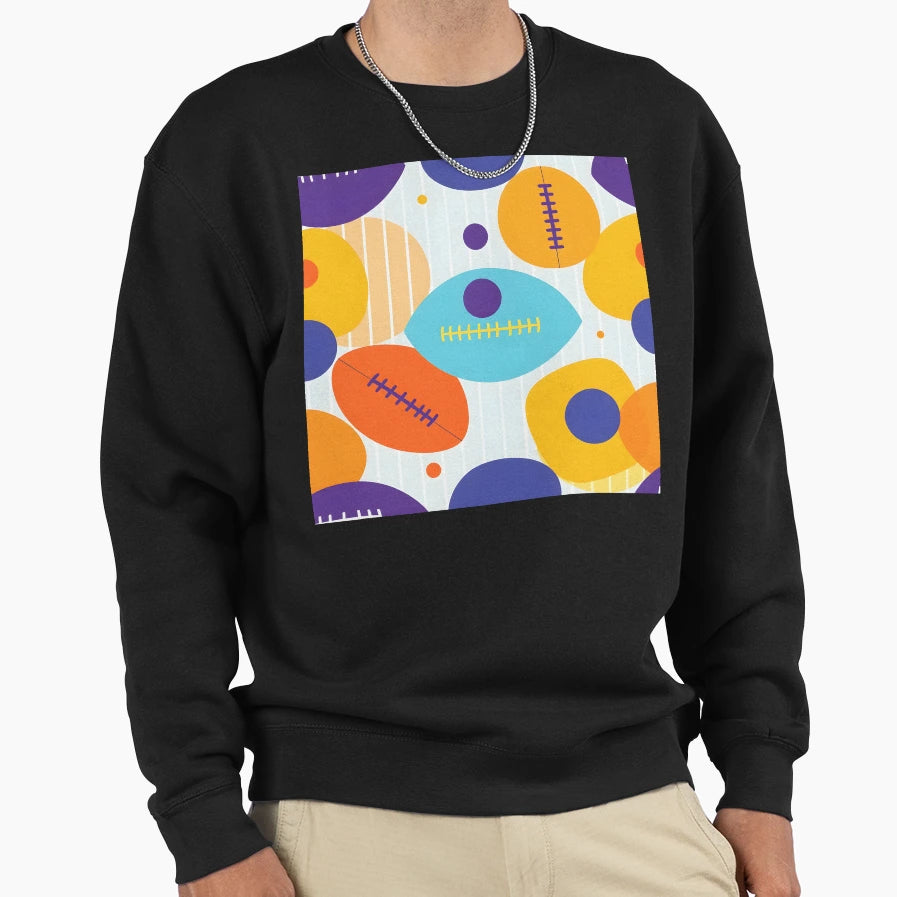 Colorful Football And Geometric Sweatshirt - Streetwear Style Men Women - T-Shirt, Sweatshirt, Hoodie