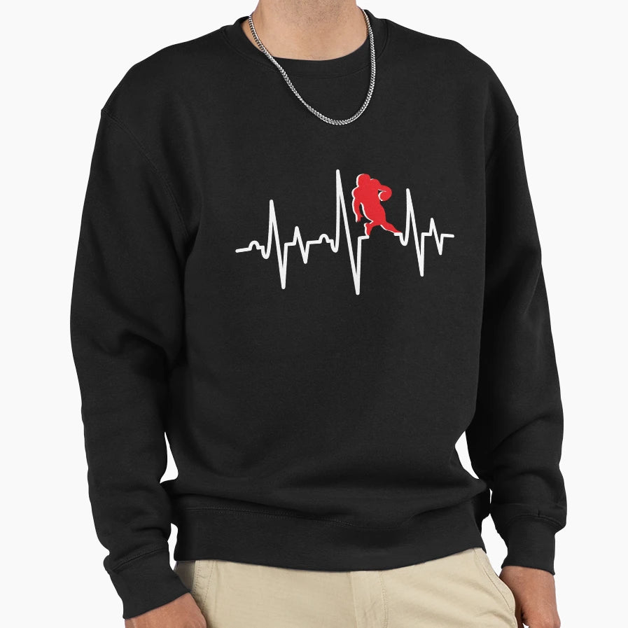 Football Heartbeat American Sweatshirt - Aesthetic Graphic Men Women - T-Shirt, Sweatshirt, Hoodie