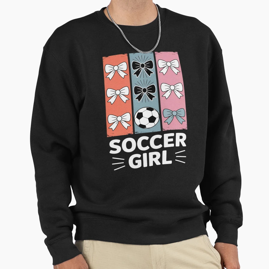 Soccer Coquette Bow Soccer Soccer Sweatshirt - Trendy Graphic for Adults - T-Shirt, Sweatshirt, Hoodie