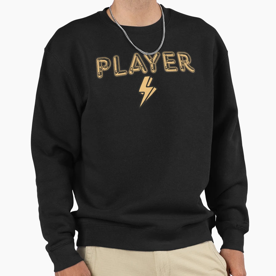 Player Lightning Bolt Black And Sweatshirt - Fun Novelty Design for Adults - T-Shirt, Sweatshirt, Hoodie
