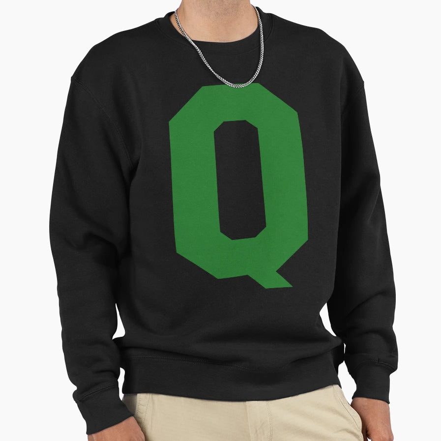 Alphabet Green Q Sports Letter Q Sweatshirt - Graphic Print Unisex - T-Shirt, Sweatshirt, Hoodie