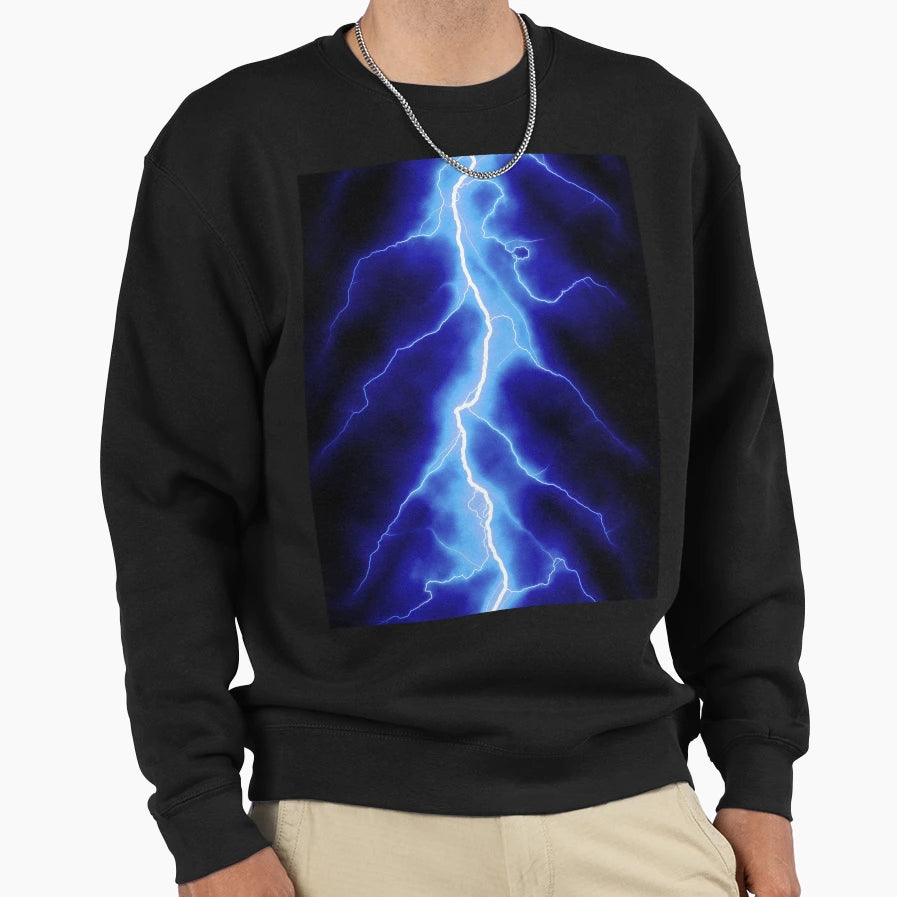Blue Lightning Sweatshirt - Minimalist Print Men Women - T-Shirt, Sweatshirt, Hoodie