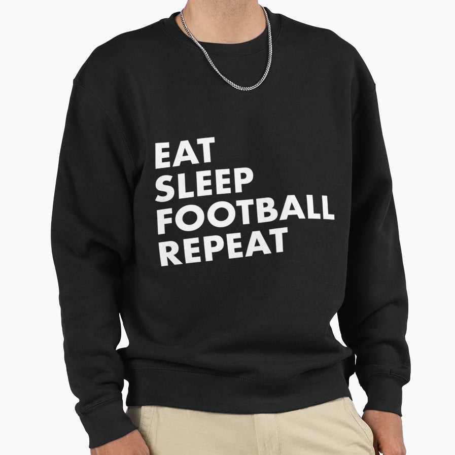 Eat Sleep Football Repeat Zipped Hoodie - Casual Everyday Wear for Adults - T-Shirt, Sweatshirt, Hoodie