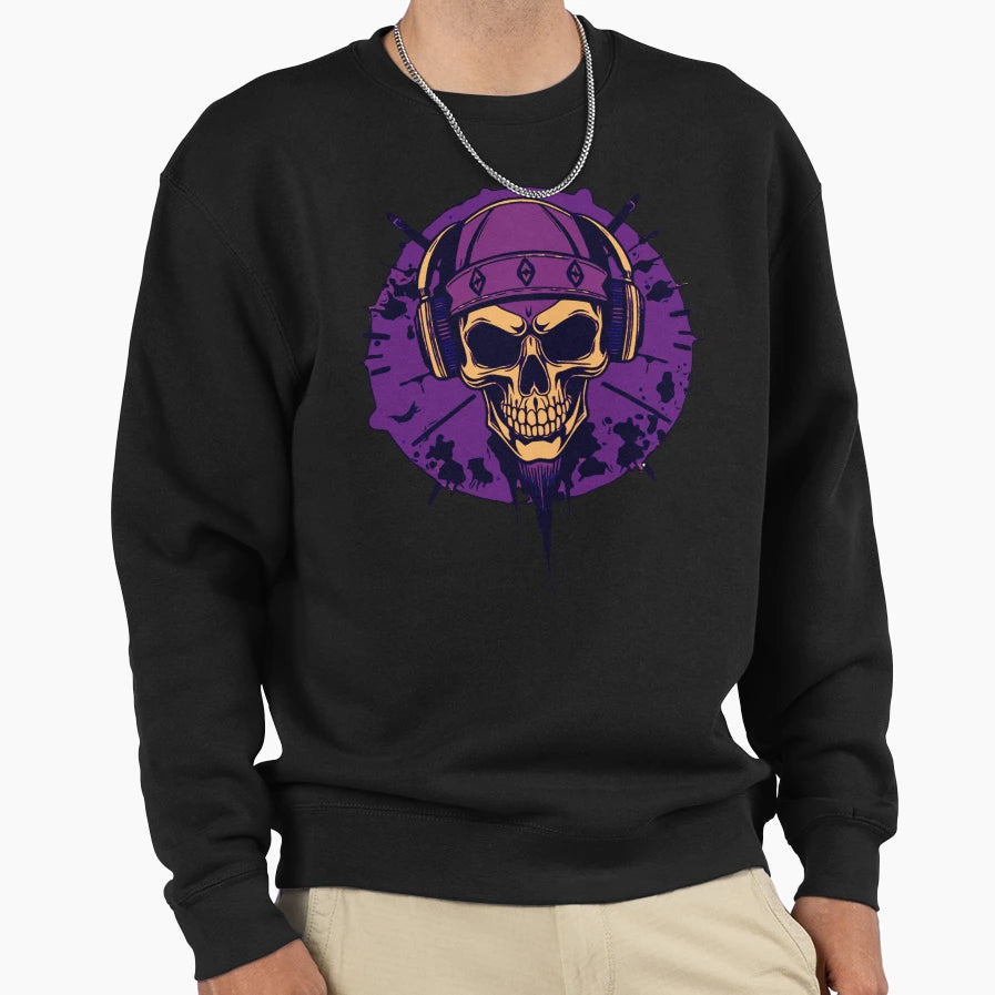 Hardcore Purple Skull Sweatshirt - Casual Everyday Wear Unisex - T-Shirt, Sweatshirt, Hoodie