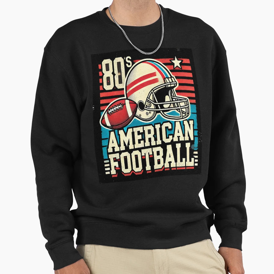 80S Football Helmet Ball Sweatshirt - Aesthetic Graphic Unisex - T-Shirt, Sweatshirt, Hoodie
