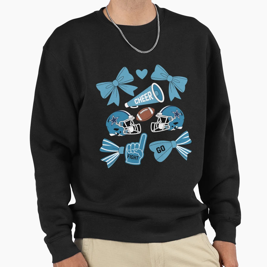 Dallas Coquette Bow Cheer Sweatshirt - Fun Novelty Design for Adults - T-Shirt, Sweatshirt, Hoodie