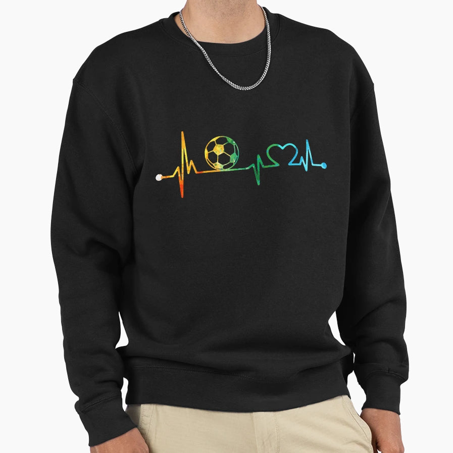 Soccer Heartbeat Watercolor Sweatshirt - Novelty Apparel Unisex - T-Shirt, Sweatshirt, Hoodie