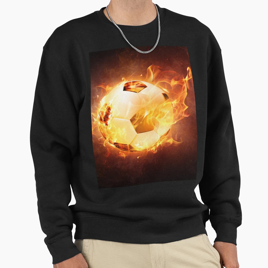 Football Soccer Ball Fire Sweatshirt - Graphic Print Men Women - T-Shirt, Sweatshirt, Hoodie