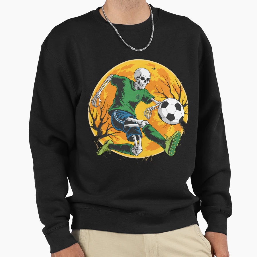 Soccer Skeleton Halloween Football Sweatshirt - Minimalist Print Unisex - T-Shirt, Sweatshirt, Hoodie
