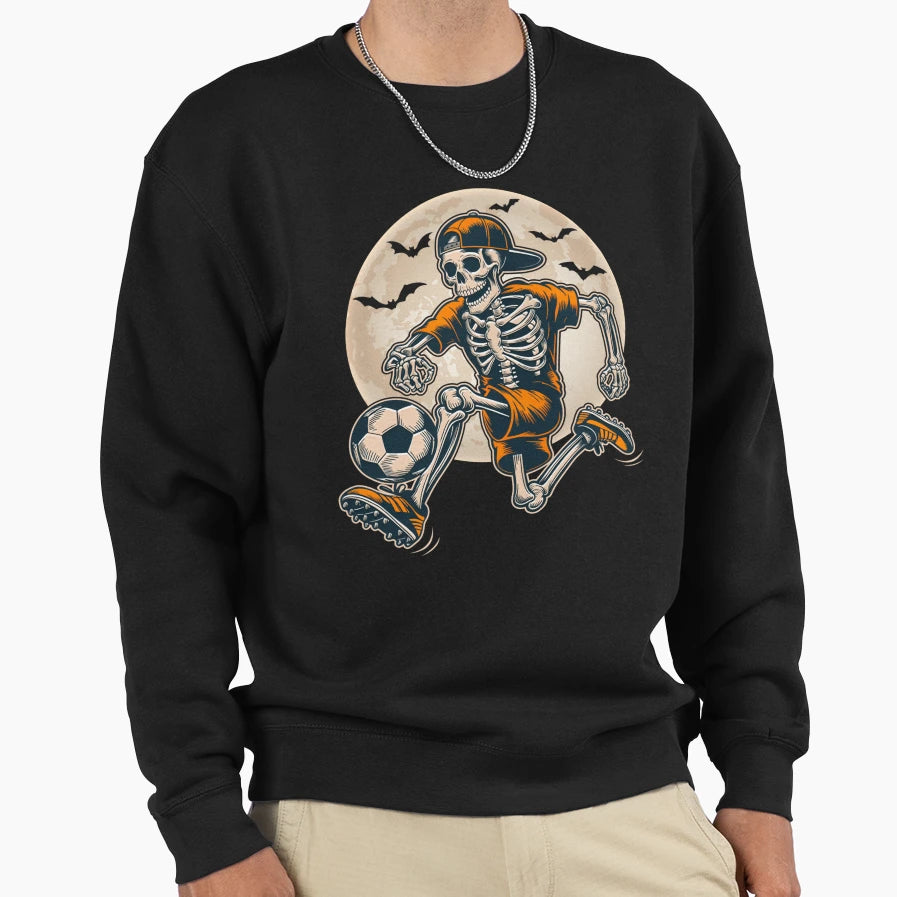 Funny Skeleton Soccer Player Sweatshirt - Graphic Print for Adults - T-Shirt, Sweatshirt, Hoodie