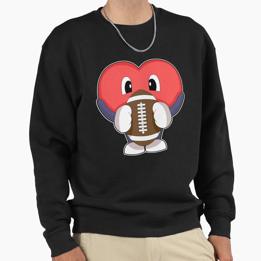 Heart American Football Sports Sweatshirt - Graphic Print Unisex - T-Shirt, Sweatshirt, Hoodie