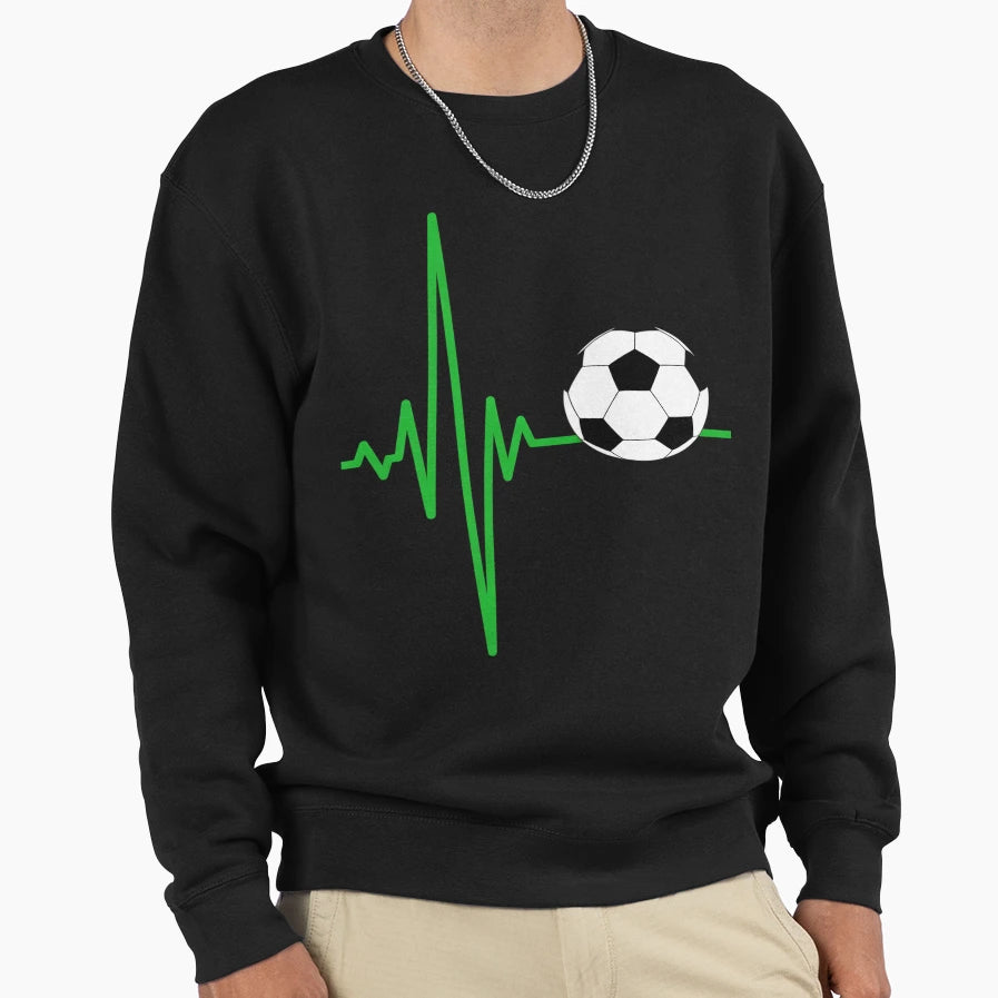 Heartbeat Soccer Ball Sweatshirt - Trendy Graphic for Adults - T-Shirt, Sweatshirt, Hoodie
