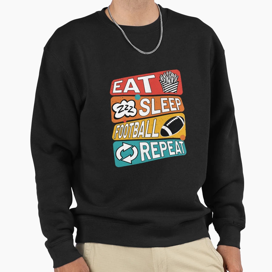 Eat Sleep Football Repeat Love Sweatshirt - Minimalist Print for Adults - T-Shirt, Sweatshirt, Hoodie