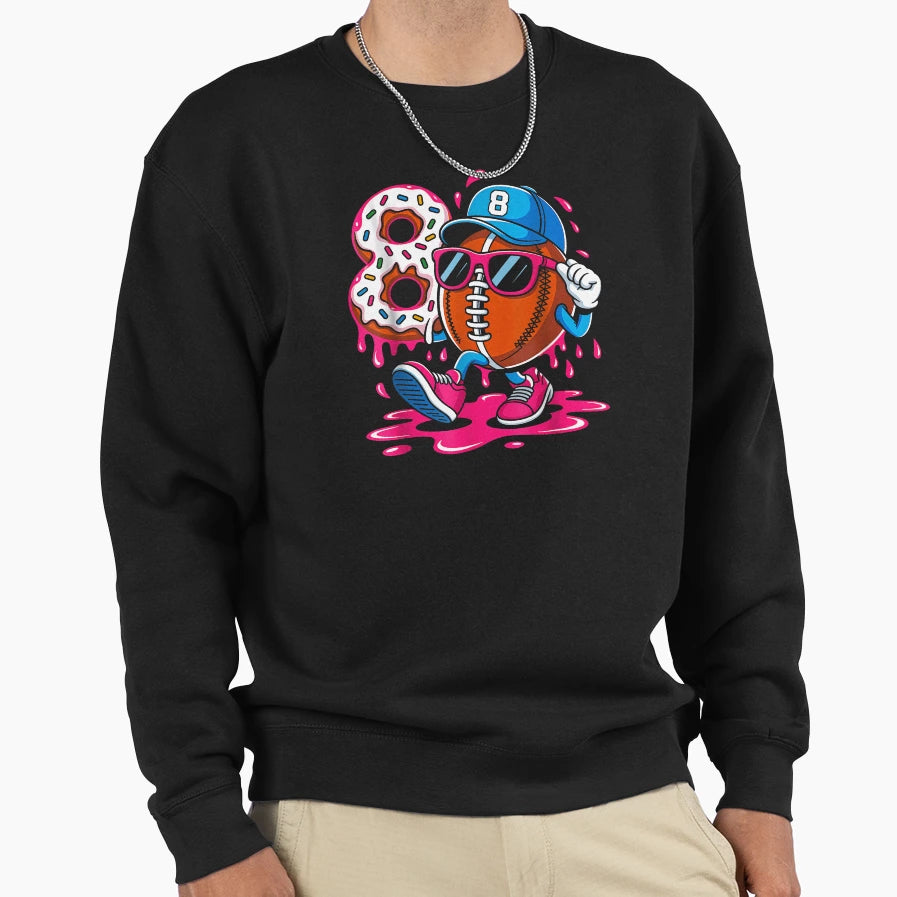Football 8Year Old Ice Cream Drip 8Th Sweatshirt - Graphic Print Men Women - T-Shirt, Sweatshirt, Hoodie