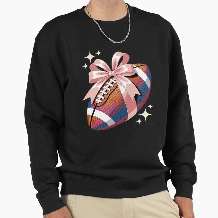 Coquette Bow Disco Football Sweatshirt - Novelty Apparel Unisex - T-Shirt, Sweatshirt, Hoodie