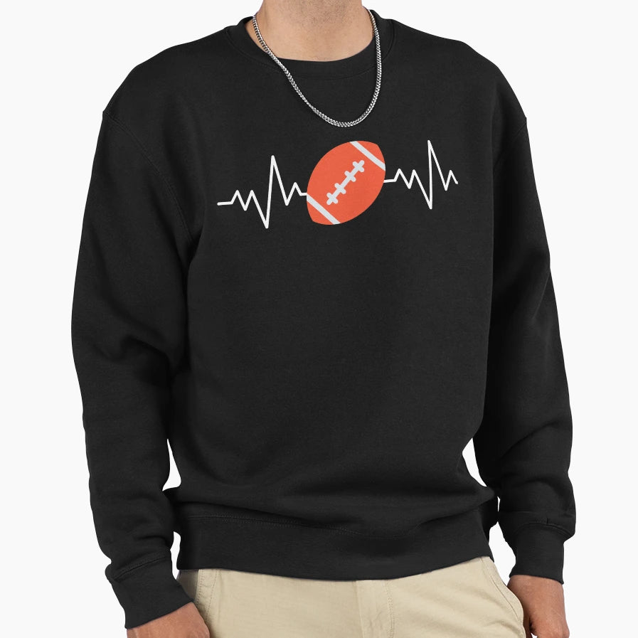 Football Heartbeat Sweatshirt - Graphic Print Men Women - T-Shirt, Sweatshirt, Hoodie