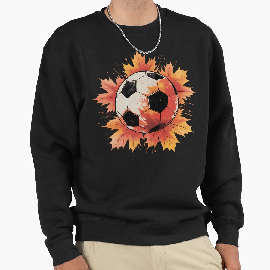 Soccer Ball Fall Leaves Sweatshirt - Casual Everyday Wear Unisex - T-Shirt, Sweatshirt, Hoodie