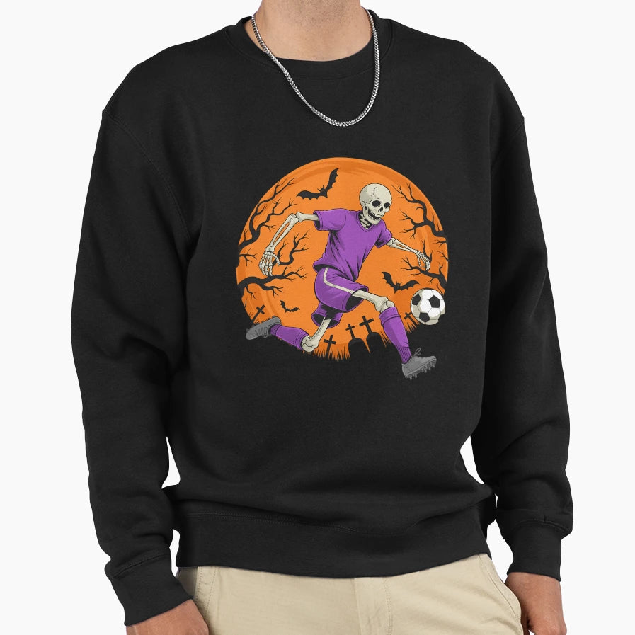 Soccer Skeleton Halloween Football Sweatshirt - Custom Art Print Men Women - T-Shirt, Sweatshirt, Hoodie