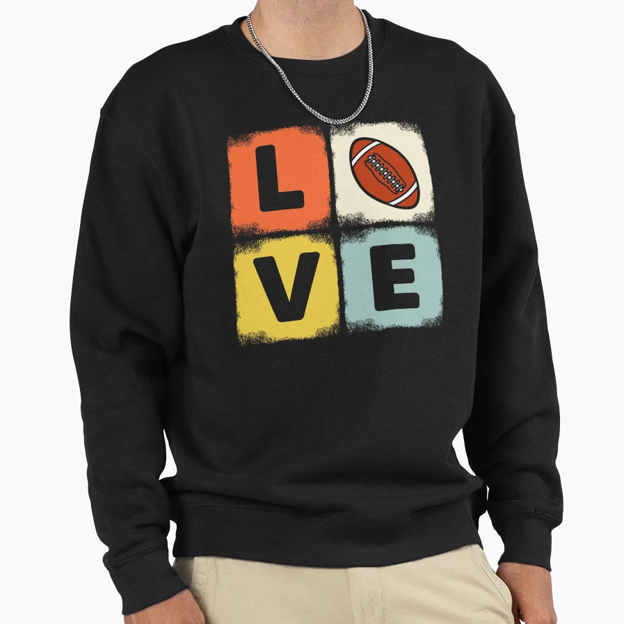 Football Love Block Sweatshirt - Custom Art Print Unisex - T-Shirt, Sweatshirt, Hoodie