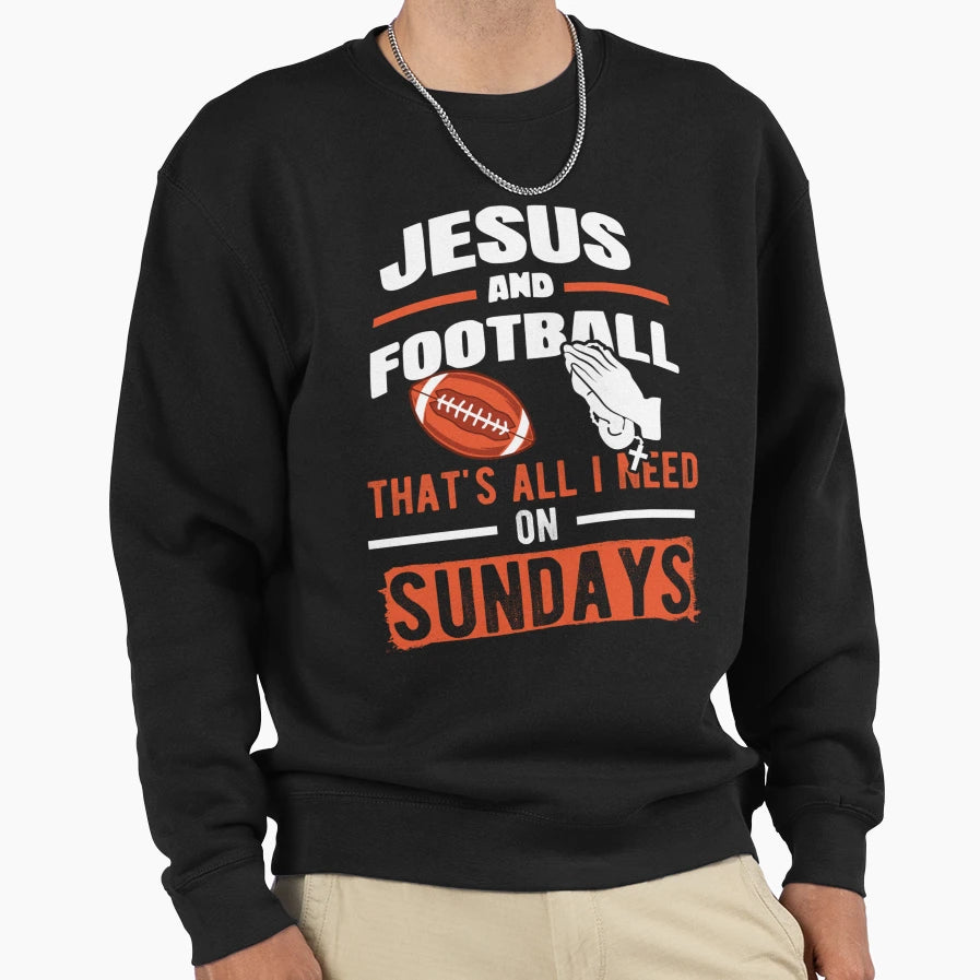 Funny Jesus And Football Football Sweatshirt - Trendy Graphic for Adults - T-Shirt, Sweatshirt, Hoodie