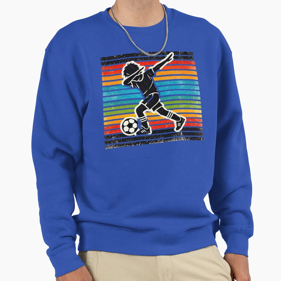Soccer Dab Kicking It Old School Sweatshirt - Minimalist Print for Adults - T-Shirt, Sweatshirt, Hoodie