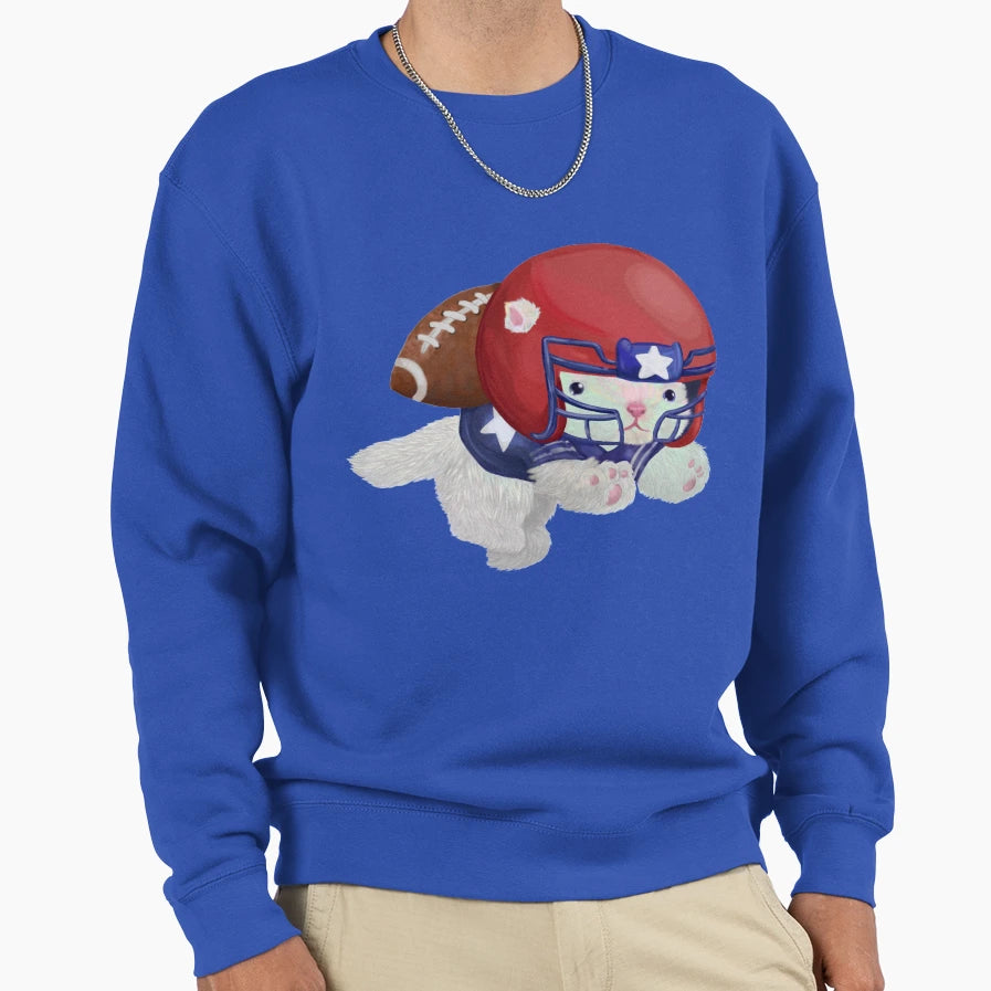 Football Kitten Sweatshirt - Custom Art Print Unisex - T-Shirt, Sweatshirt, Hoodie