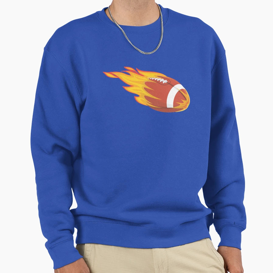 Flaming Football Sweatshirt - Casual Everyday Wear Men Women - T-Shirt, Sweatshirt, Hoodie