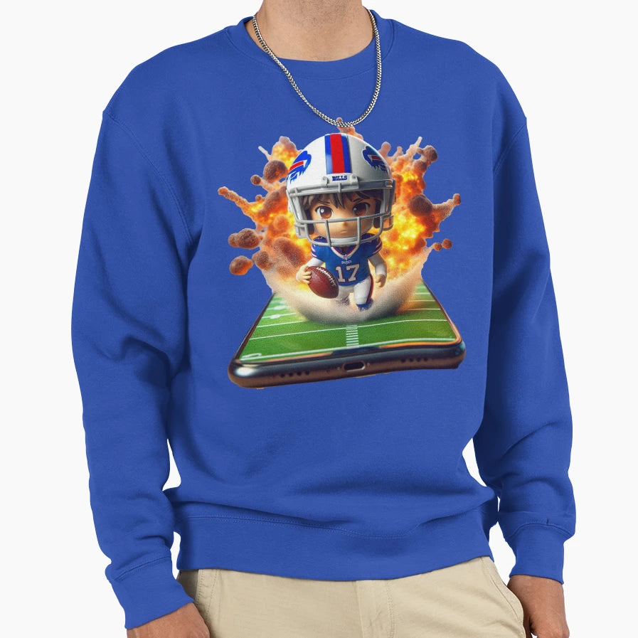Digital Gridiron Explosive Football Sweatshirt - Trendy Graphic Men Women - T-Shirt, Sweatshirt, Hoodie