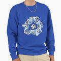 Soccer Ball Pattern Scrunchie And Blue Sweatshirt - Trendy Graphic Unisex - T-Shirt, Sweatshirt, Hoodie