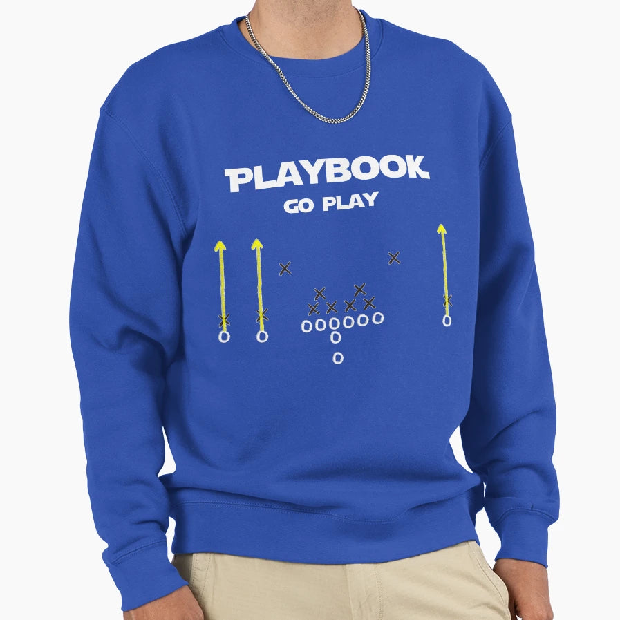 Football Playbook Go Play Sweatshirt - Fun Novelty Design for Adults - T-Shirt, Sweatshirt, Hoodie