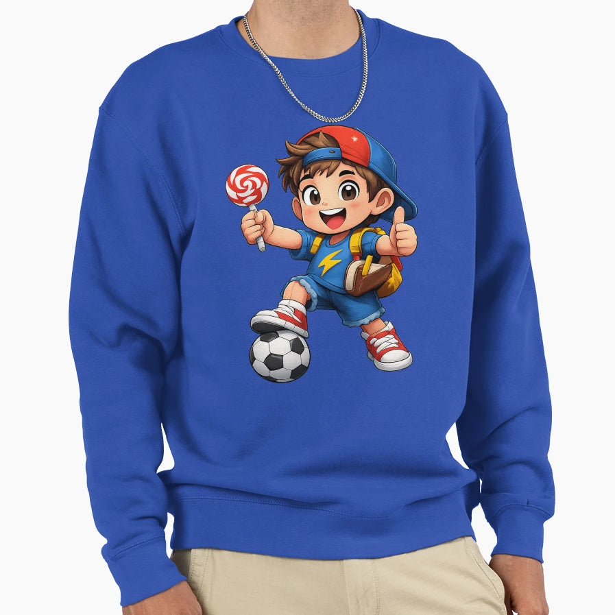 Excited Soccer And Lollipop Sweatshirt - Custom Art Print for Adults - T-Shirt, Sweatshirt, Hoodie
