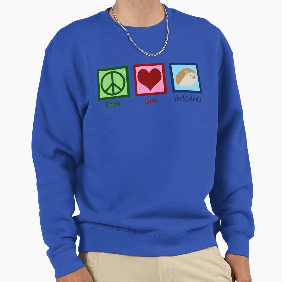 Peace Love Hedgehogs Sweatshirt - Trendy Graphic Unisex - T-Shirt, Sweatshirt, Hoodie