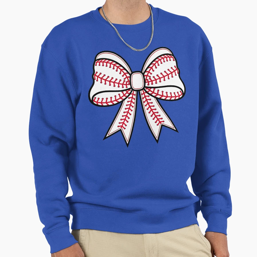 Baseball Stitch Pattern Bow Illustration Sweatshirt - Unique Graphic Unisex - T-Shirt, Sweatshirt, Hoodie