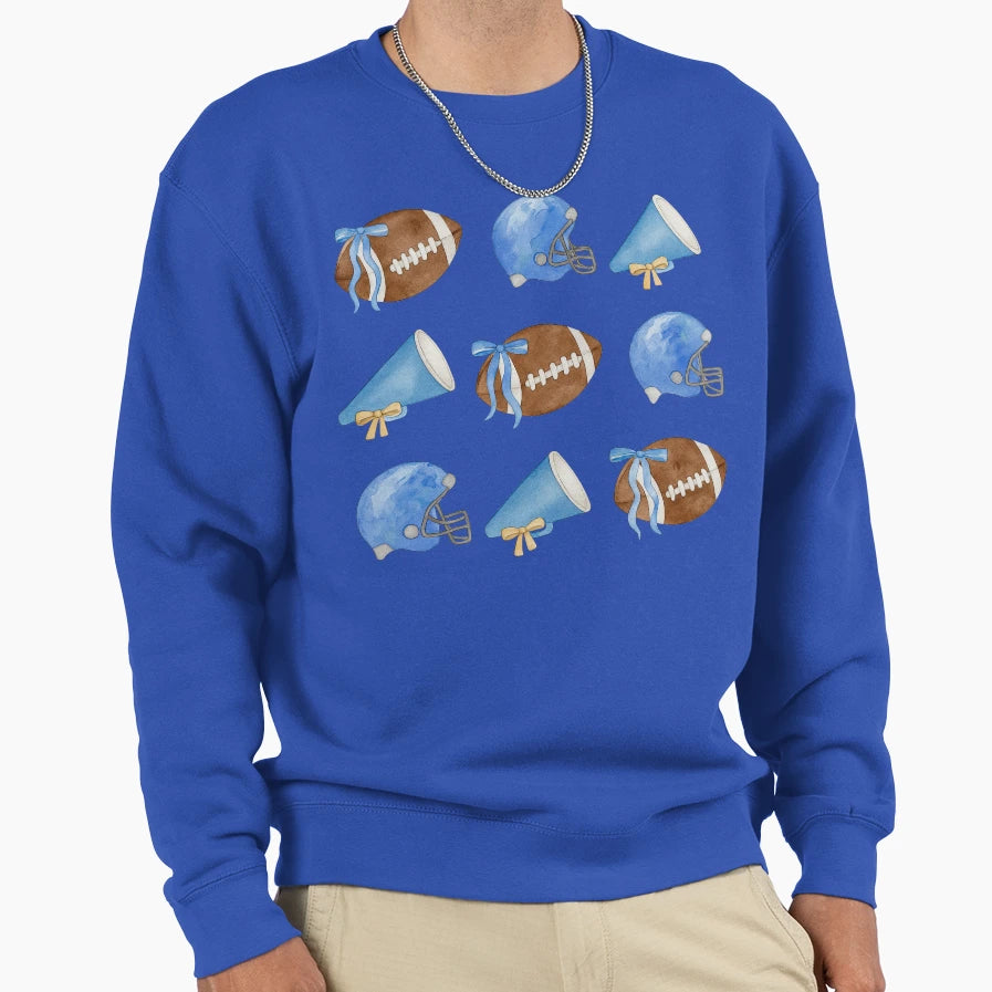 Blue Football And Cheerleading Sweatshirt - Fun Novelty Design for Adults - T-Shirt, Sweatshirt, Hoodie